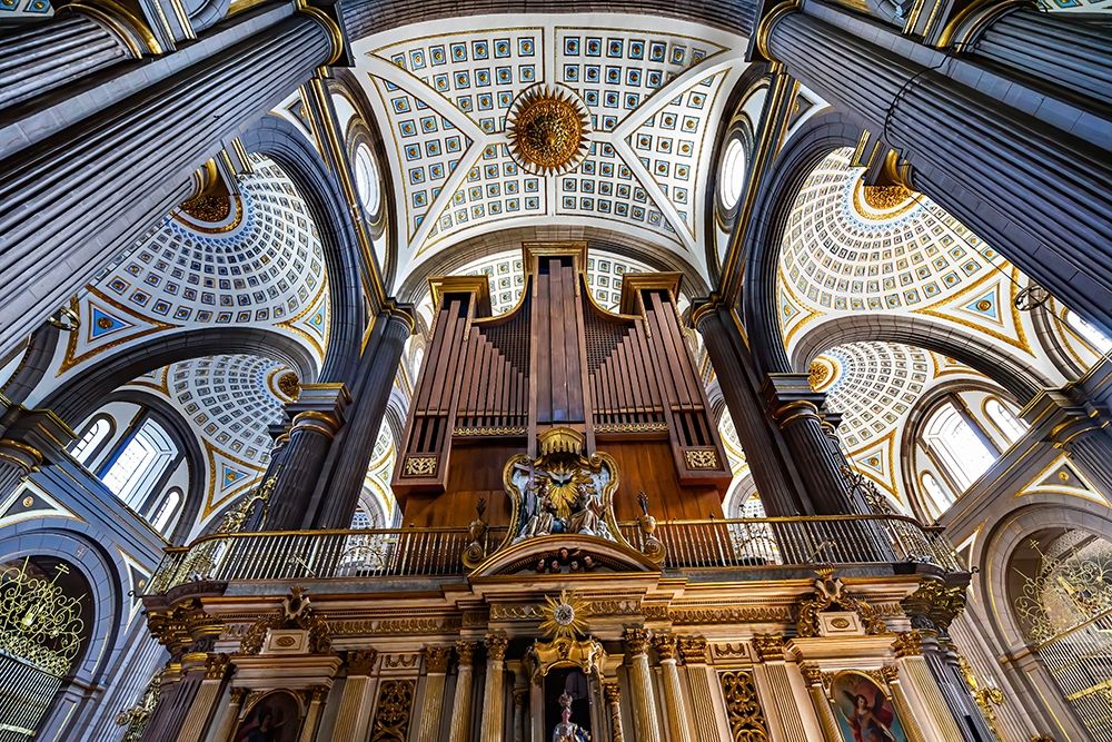 Organ Basilica ceiling Cathedral Puebla-Mexico Built in 15 to 1600s